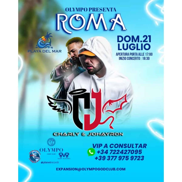 OLYMPO presenta ROMA @ PLAYA DEL MAR 21 Luglio 2024